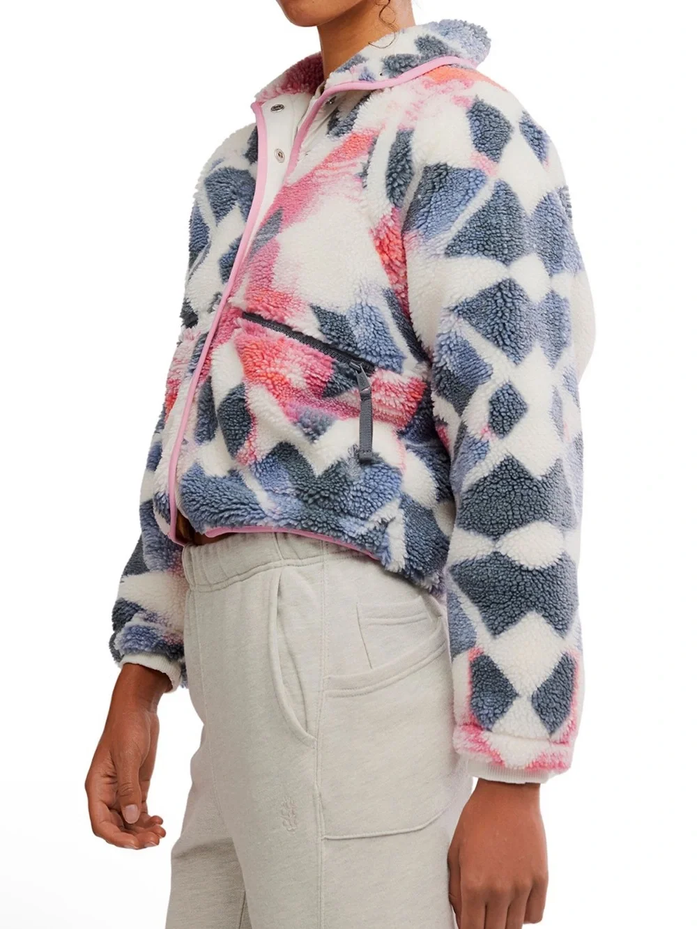NWT Free People Movement Hit The Slopes Printed Fleece Jacket XS Mystic Meadow - Picture 8 of 9